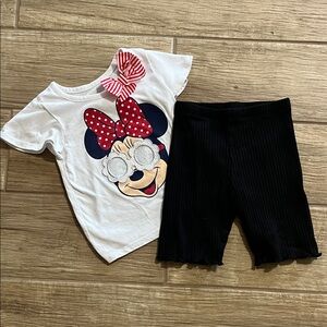 Disney Minnie Mouse T-Shirt and Black Ok!e Dokie Shorts Bundle size 5T